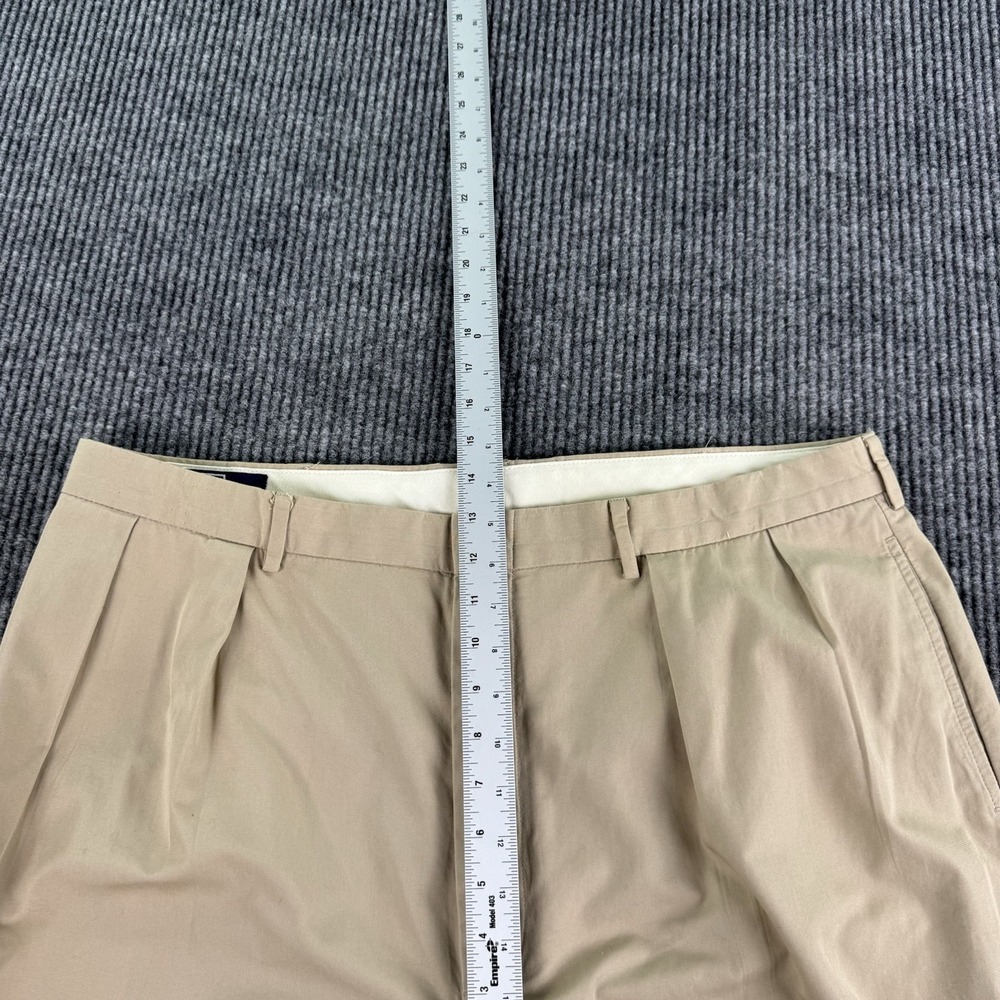 Vintage Polo Ralph Lauren Pants Men 40x30 Beige Cotton Pleated Wide Leg Preppy - Picture 3 of 10